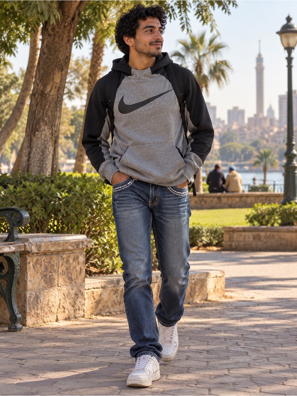 Nike Kids Gray & Black Hooded Athletic Pullover